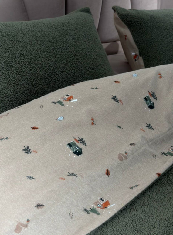 Зимовий комплект постільної білизни двосторонній Wooden Yesil євро Туреччина