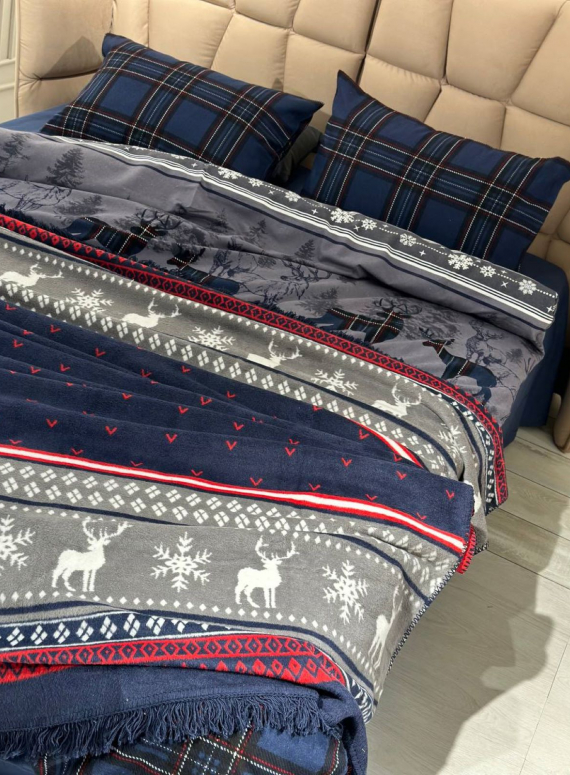 Плед Carmelo mavi бавовняний 180х220 Туреччина