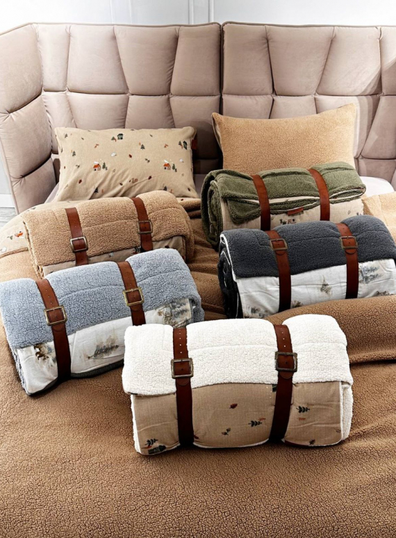 Зимовий комплект постільної білизни двосторонній Wooden Gri євро Туреччина