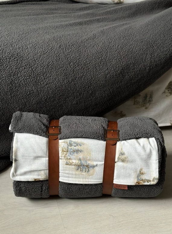 Зимовий комплект постільної білизни двосторонній Wooden Grey євро Туреччина