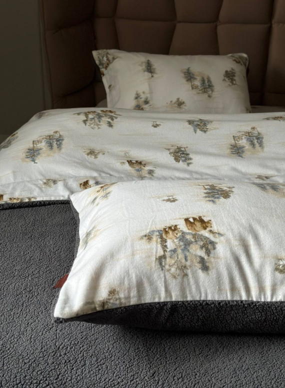 Зимовий комплект постільної білизни двосторонній Wooden Grey євро Туреччина