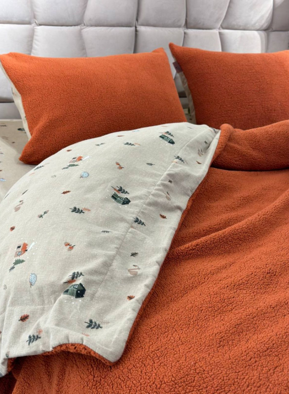 Зимовий комплект постільної білизни двосторонній Wooden Kiremit євро Туреччина