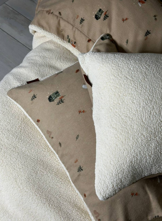 Зимовий комплект постільної білизни двосторонній Wooden Krem євро Туреччина