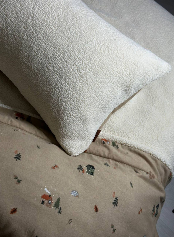 Зимовий комплект постільної білизни двосторонній Wooden Krem євро Туреччина