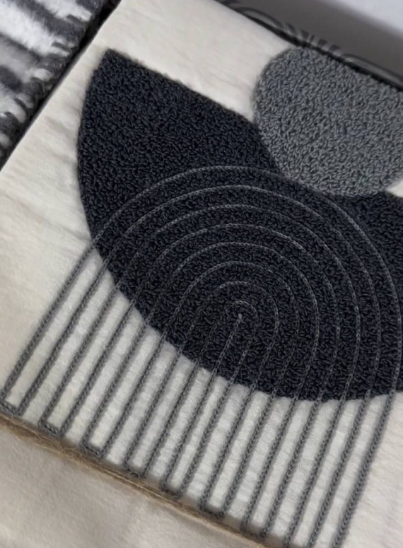 Комплект постільної білизни з вишивкою і пледом Babil antrasit євро Туреччина