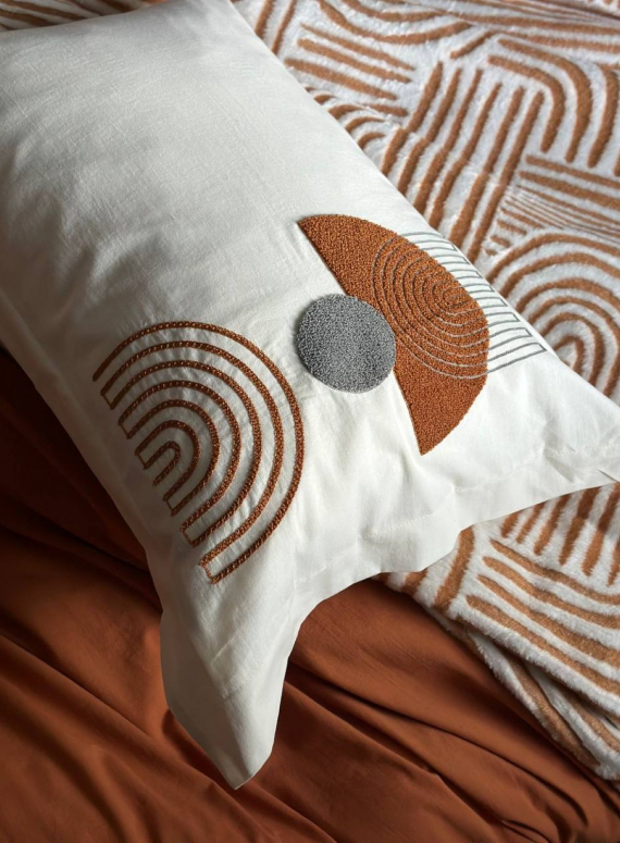 Комплект постільної білизни з вишивкою і пледом Babil kiremit євро Туреччина