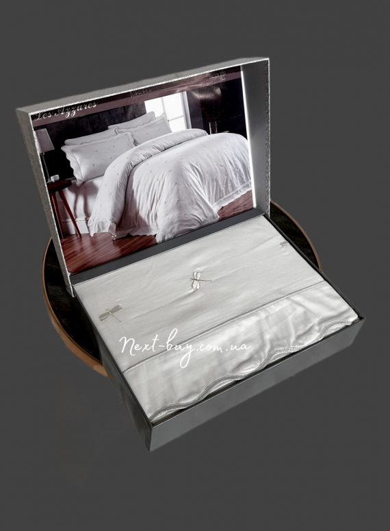 Maison D'or Les Azzures ecru-ecru постельное белье евро 200х220 сатин с вышивкой из стрекоз
