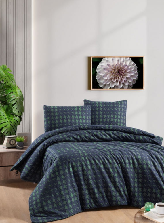 Постільна білизна First Choice фланель Sadora navy blue полуторна 160х220