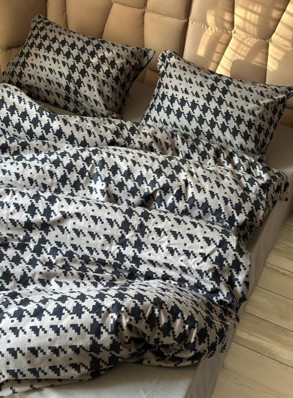 Постільна білизна First Choice фланель Sadora anthracite евро 200х220