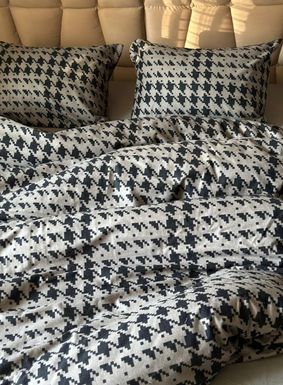 Постільна білизна First Choice фланель Sadora anthracite сімейна 160х220х2