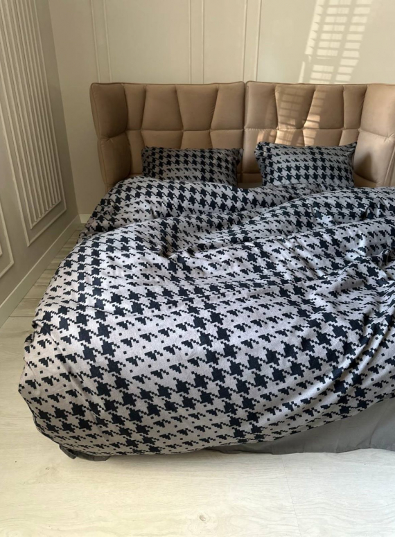 Постільна білизна First Choice фланель Sadora anthracite полуторна 160х220