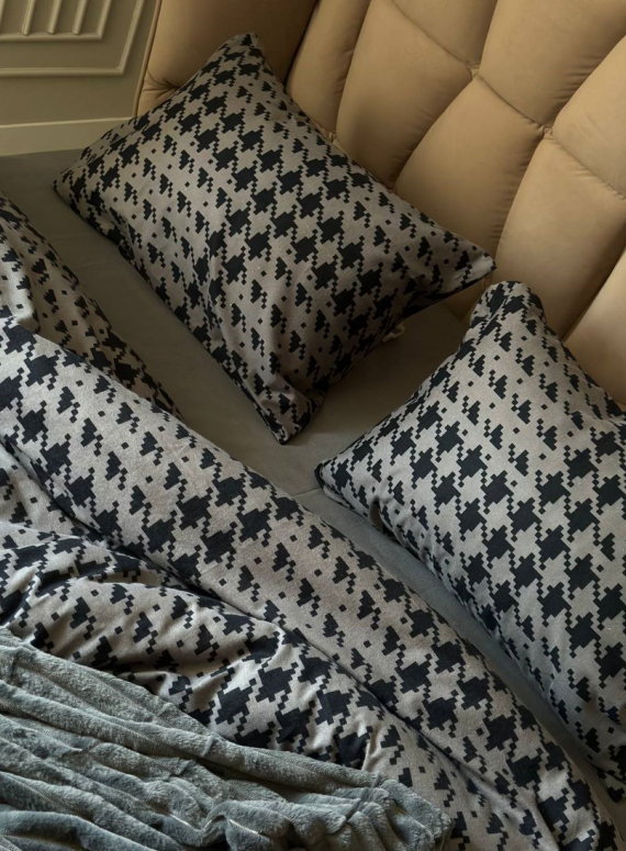 Постільна білизна First Choice фланель Sadora anthracite полуторна 160х220