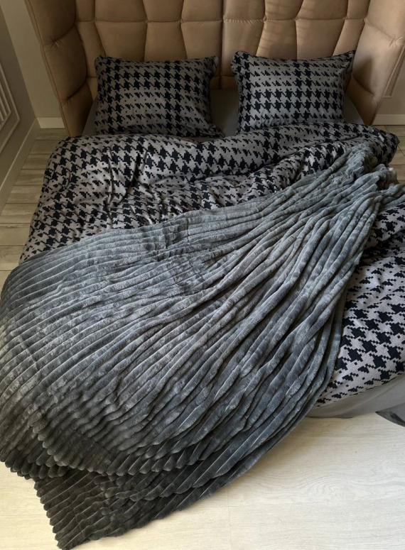 Постільна білизна First Choice фланель Sadora anthracite полуторна 160х220