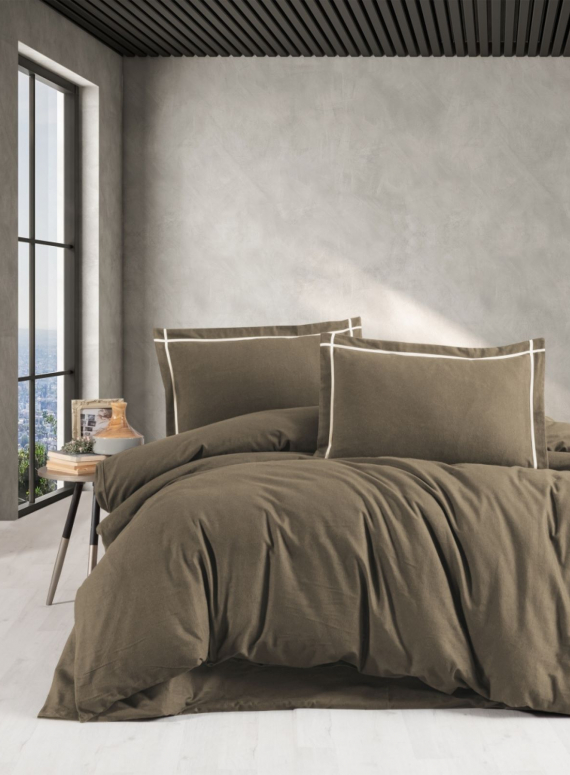 Постільна білизна First Choice фланель Soprano brown полуторна 160х220