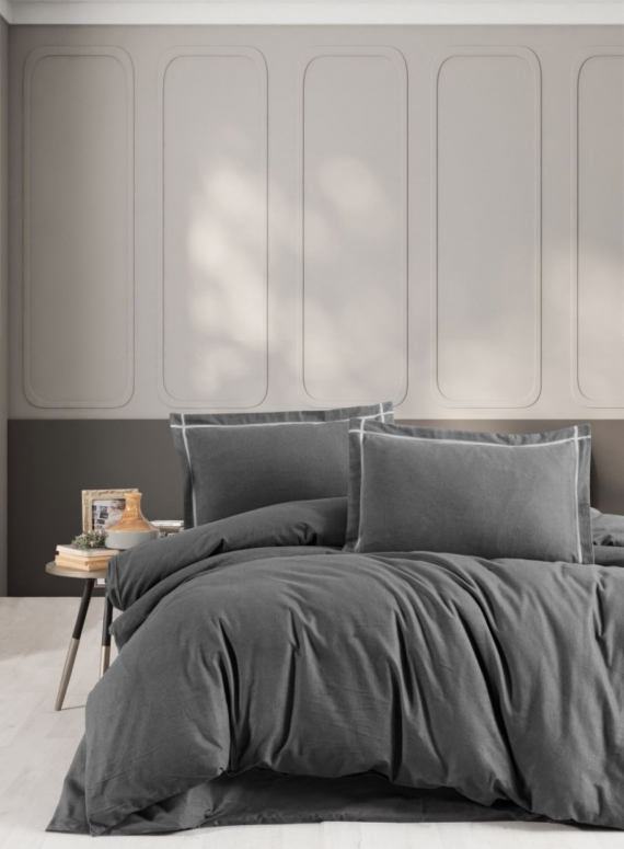 Постільна білизна First Choice фланель Soprano anthracite полуторна 160х220