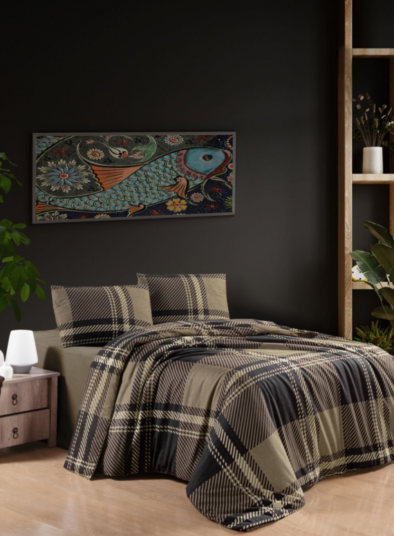 Постільна білизна First Choice фланель Veldor brown сімейна 160х220х2