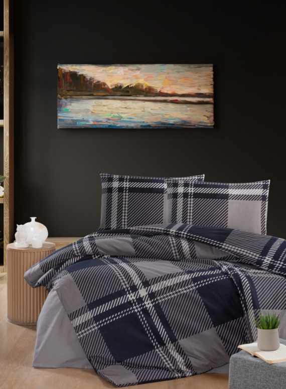 Постільна білизна First Choice фланель Veldor navy blue євро 200х220