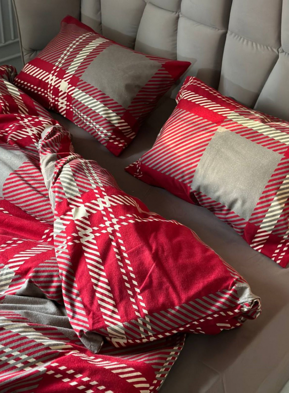 Постільна білизна First Choice фланель Veldor bordeaux полуторна 160х220