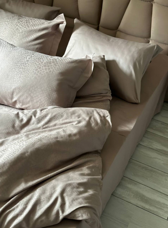 Постельное белье Saheser Austin bej евро 200х220 сатин-жаккард