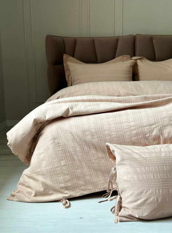 Постельное белье Saheser Lucca bej евро 200х220 jaquard