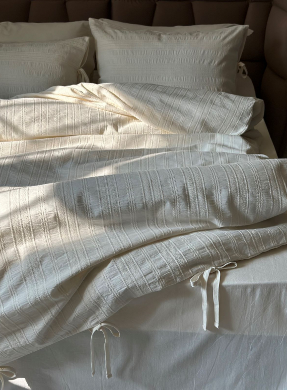 Постільна білизна Saheser Lucca krem євро 200х220 jacquard