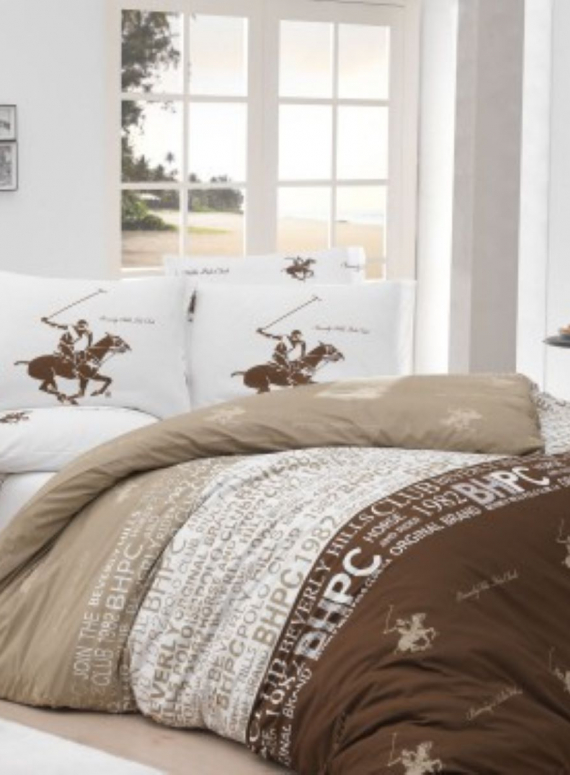 Постільна білизна Beverly Hills Polo Club bhpc 004 - brown ранфорс 200х220