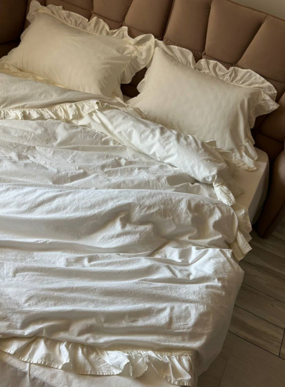 Ексклюзивна постільна білизна Limasso Snow White 200x220 з вареної бавовни