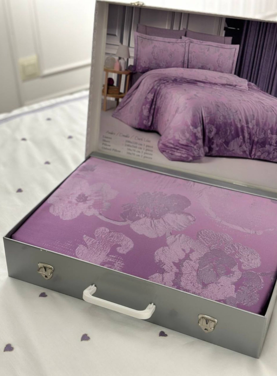Постільна білизна Maison D'or Ambre dark lilac євро 200х220 тенсел
