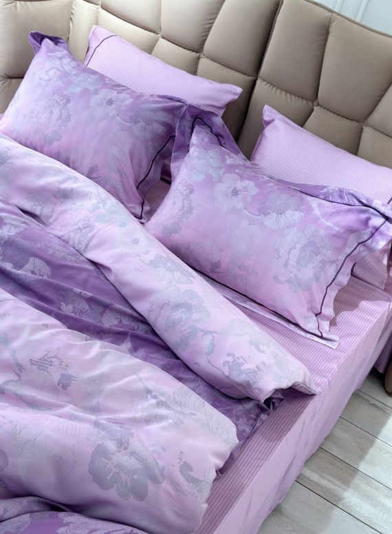 Постільна білизна Maison D'or Ambre dark lilac євро 200х220 тенсел