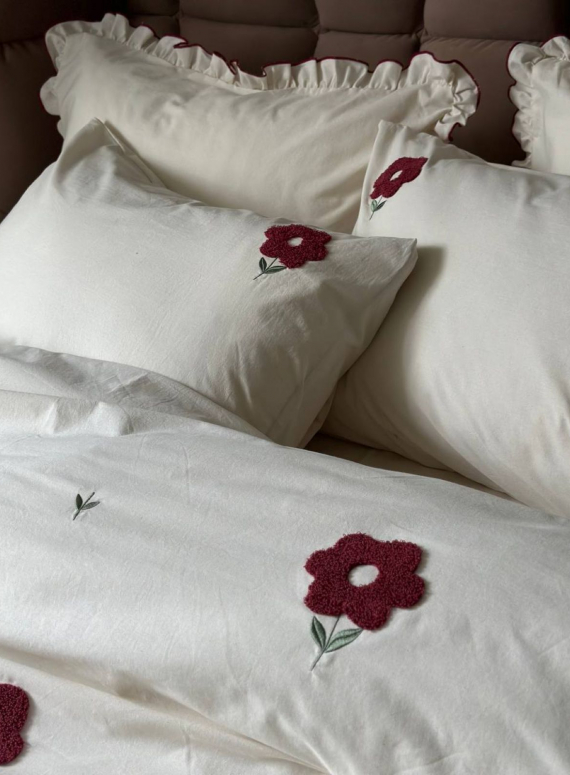 Постільна білизна з простирадлом на резинці Saheser Florita Visne