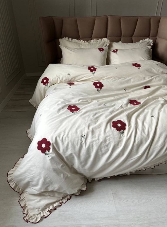 Постільна білизна з простирадлом на резинці Saheser Florita Visne