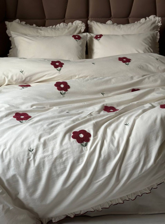 Постільна білизна з простирадлом на резинці Saheser Florita Visne