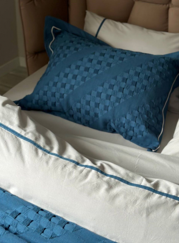 Постільна білизна з піке Saheser Helen blue євро 200х220