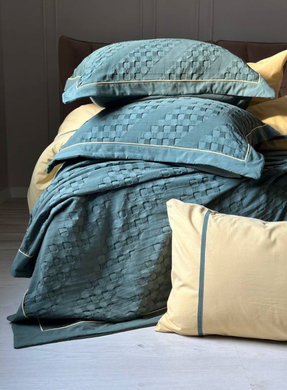 Постільна білизна з піке Saheser Helen green євро 200х220