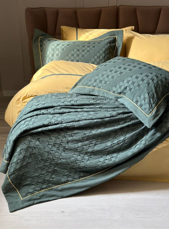 Постільна білизна з піке Saheser Helen green євро 200х220