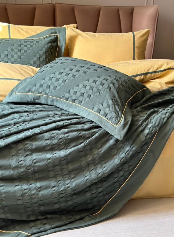 Постільна білизна з піке Saheser Helen green євро 200х220