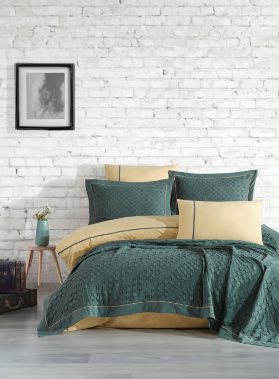 Постільна білизна з піке Saheser Helen green євро 200х220