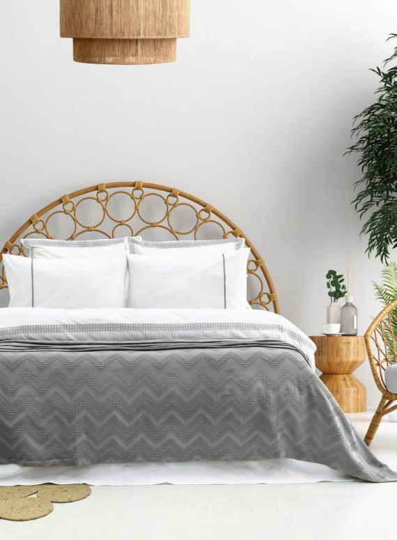 Постільна білизна з піке Saheser Noemi grey євро 200х220