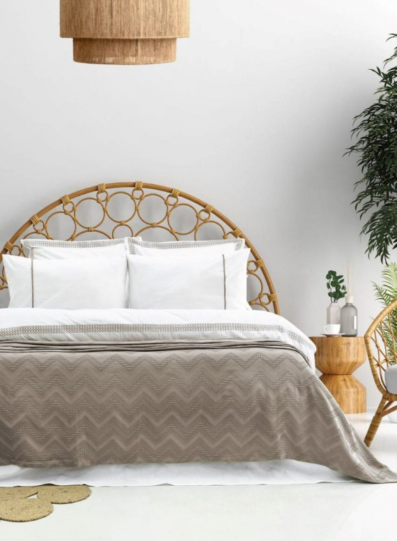 Постільна білизна з піке Saheser Noemi mink євро 200х220