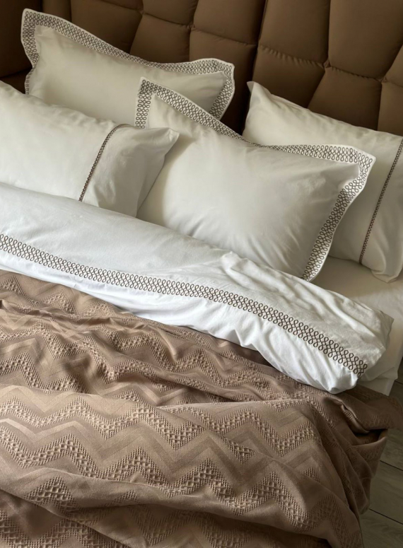 Постільна білизна з піке Saheser Noemi mink євро 200х220