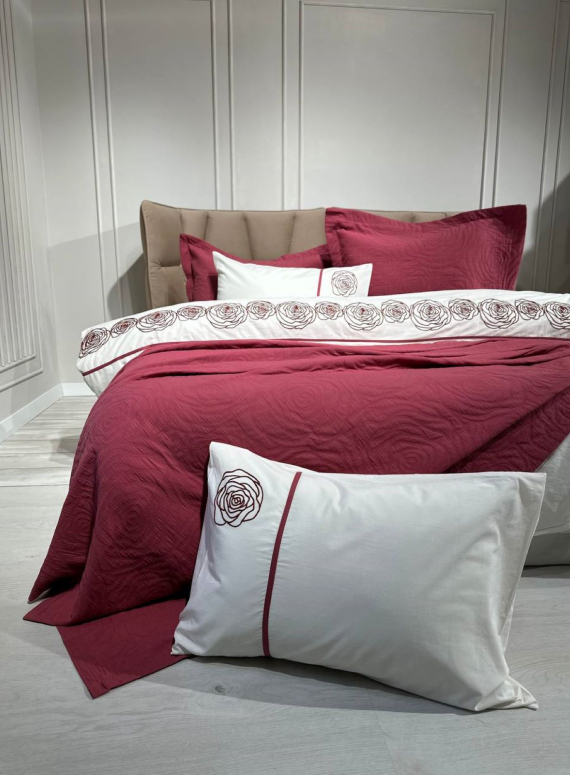 Постільна білизна з піке Saheser Novella visne євро 200х220