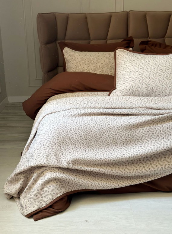 Легка постільна білизна з піке Saheser Massimo kahve євро