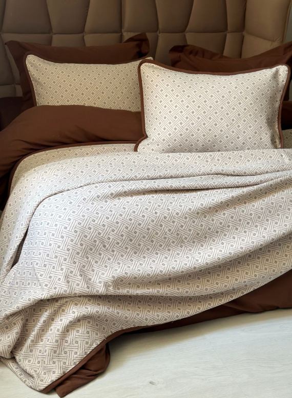 Легка постільна білизна з піке Saheser Massimo kahve євро