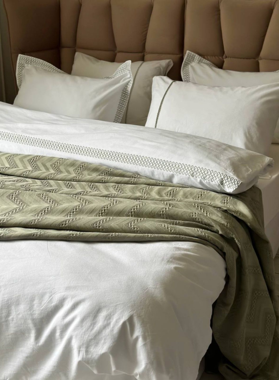 Постільна білизна з піке Saheser Noemi green євро 200х220