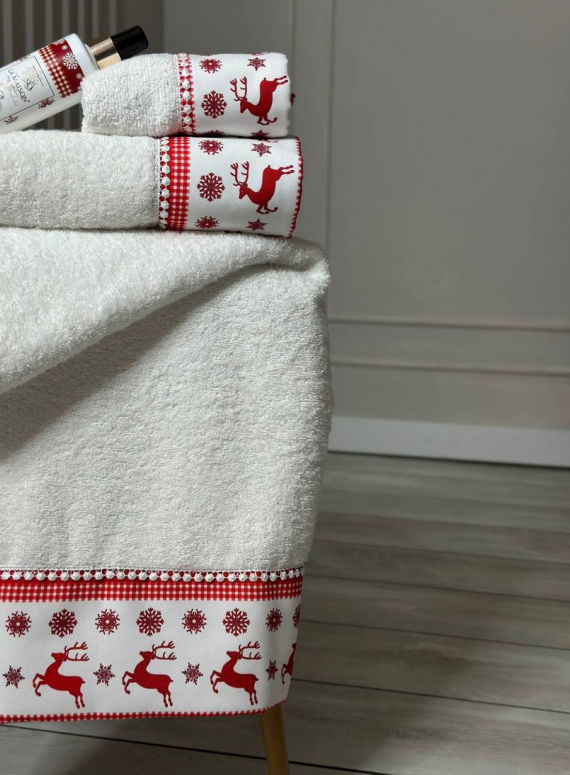 Новогодний набор махровых полотенец La Maison Joy 3шт. + ароматический спрей