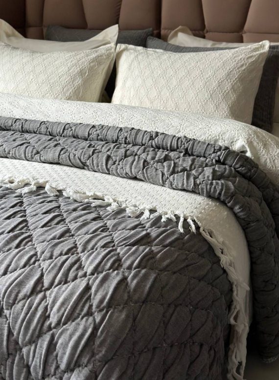 Муслінове покривало з наволочками Atlas grey євро Туреччина