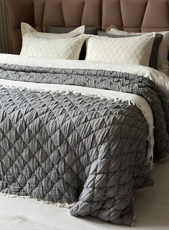 Муслінове покривало з наволочками Atlas grey євро Туреччина