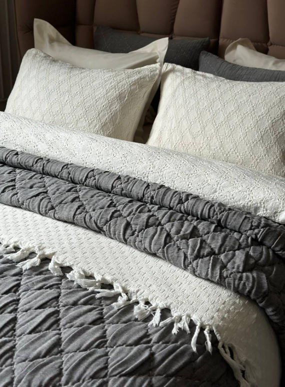 Муслінове покривало з наволочками Atlas grey євро Туреччина