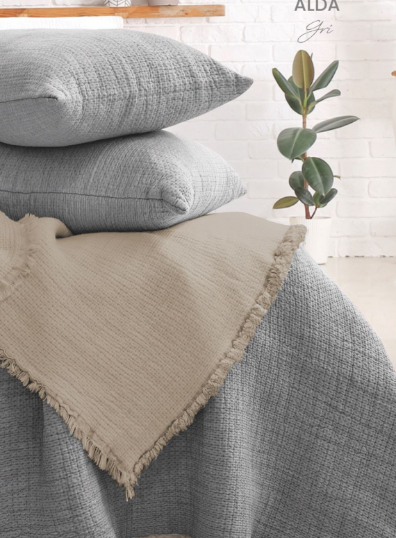 Муслінове покривало з наволочками Saheser Alda gri євро Туреччина