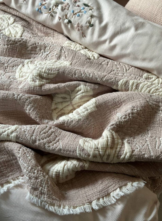 Муслінове покривало з наволочками Saheser Forest beige євро Туреччина